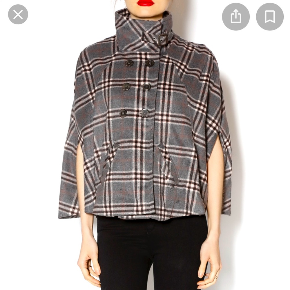 Wool Plaid poncho/cape